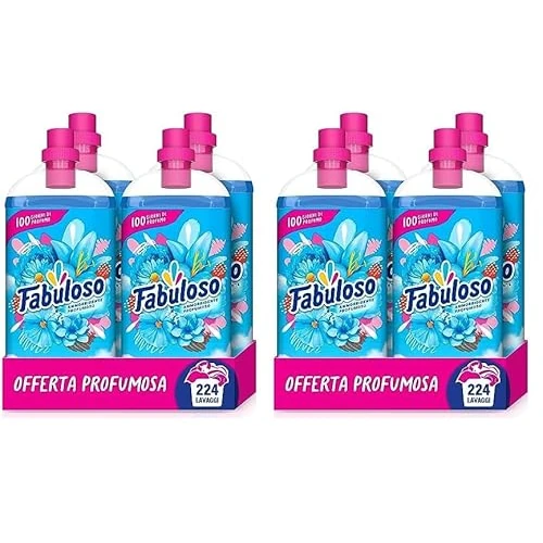Fabuloso Ammorbidente Concentrato Profumato Fresco Mattino 4x1,25L | Bucato Morbido e Profumato per Settimane* | Fragranza Attivata dal Movimento | Rende i Capi Più Facili da Stirare** | 224 Lavaggi