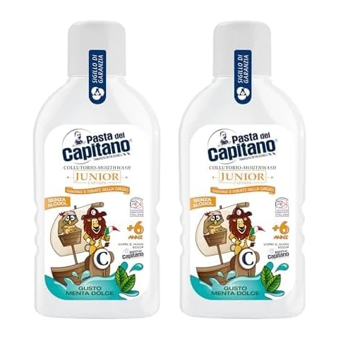 Offerta a tempo: Pasta del Capitano, Collutorio Junior al Gusto Menta Dolce, Senza Alcool, Previene la Formazione di Carie, Ideale per Bambini a Partire dai 6 Anni di Età, 100% Made in Italy, Flacone da 400 ml - 53% da 6.40 € a 2.98 €