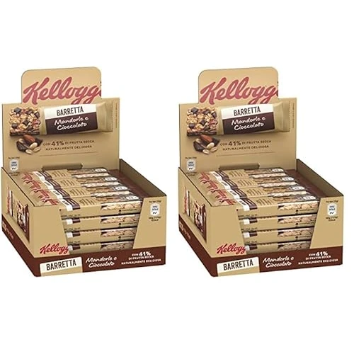 Offerta a tempo: Kellogg's Barrette | Mandorle e Cioccolato | Confezione Display da 16 barrette x32g (Confezione da 2) - 52% da 31.60 € a 15.28 €