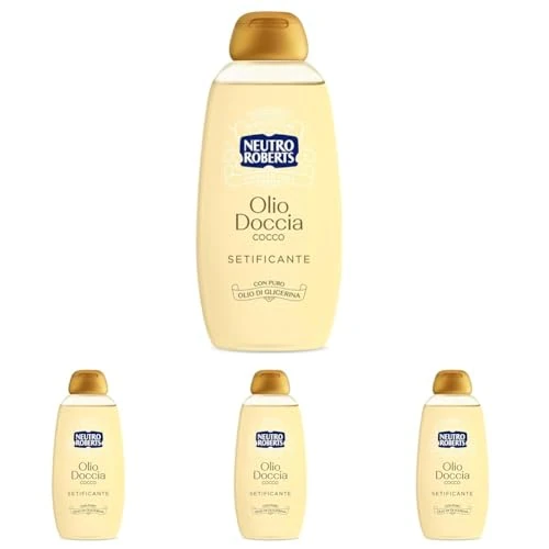 Neutro Roberts Olio Doccia con Olio di Cocco, Ottimo per Pelli Delicate, Formula Addolcente e Protettiva per una Pelle Morbida e Sana, Deterge e Idrata, Non Unge, Flacone da 250 ml (Confezione da 4)