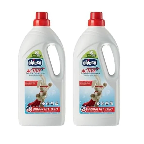 Artsana Chicco Baby Protection Detersivo Bucato Igienizzante per i vestiti del bambino e della famiglia, abbatte gli Odori, 0+ Mesi - 1.5 L (Confezione da 2)