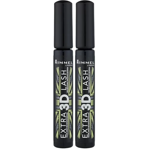 Offerta a tempo: Rimmel London Mascara Extra Super Lash 3D - Volume, Lunghezza e Definizione - 003 Extreme Black/Nero Estremo - 8 ml (Confezione da 2) - 51% da 10.60 € a 5.20 €