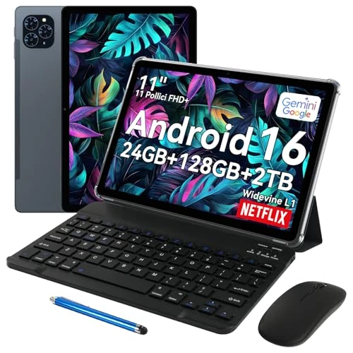 Oferta limitada: TABWEE T90 Tablet 11 Pulgadas Android 16 - Gemini Ai, 8000mAh, 24GB RAM+128GB ROM/2TB TF, Octa-Core T615, 2GHz Tableta, Widevine L1/5G WiFi/5MP+13MP/ Facial ID/GPS/BT5.0/ Tablet con Teclado y Ratón de 179.99 EUR a 179.99 EUR (ahorro 0%)