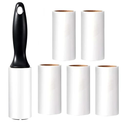 Offerta a tempo: Oderra Pet Hair Roller - Rullo Adesivo per Peli con 1 Manico + 6 Rulli (60 Fogli/Rotolo) - Rimuovi Peli di Cani e Gatti per Vestiti, Divani - 0.00% da 9.69 € a 9.69 €
