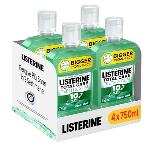 LISTERINE, Zestaw do płukania jamy ustnej, ochrona zębów i dziąseł, 4 x 750 ml – Amazon Exclusive
