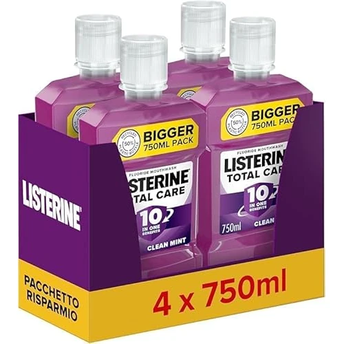 Oferta ograniczona: LISTERINE Total Care płyn do płukania jamy ustnej o smaku czystej mięty, fluor do ust z 10 korzyściami w 1 dla pełnej ochrony i mocniejszych zębów, do kompleksowej higieny jamy ustnej, 4 x 750 ml z 89.09 PLN na 89.09 PLN (zniżka 0%)
