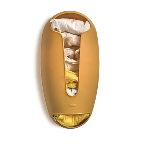 Snips Zakhouder, organizer voor kunststof zakken, wandhouder voor stoffen zakken, organizer voor boodschappen en afval, 28,5 x 14 x 8 cm, mosterd, gemaakt in Italië