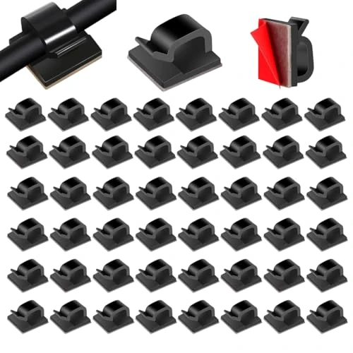 Offerta a tempo: XYTAHDM 50 Pezzi Fermacavi,Clip per Filo per Luce da Esterno Ganci,Fermacavi Adesivi, Organizzatore dei Ferma Cavi Scrivania Regolabile,per Luce Fata, Muro, Ufficio, Caricabatterie, Auto (Nero) - 61% da 7.49 € a 2.93 €