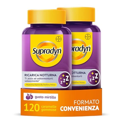 Offerta a tempo: Supradyn Ricarica Notturna - Melatonina per Dormire - 120 Caramelle Gommose — 39% da 39,99 € a 24,40 €