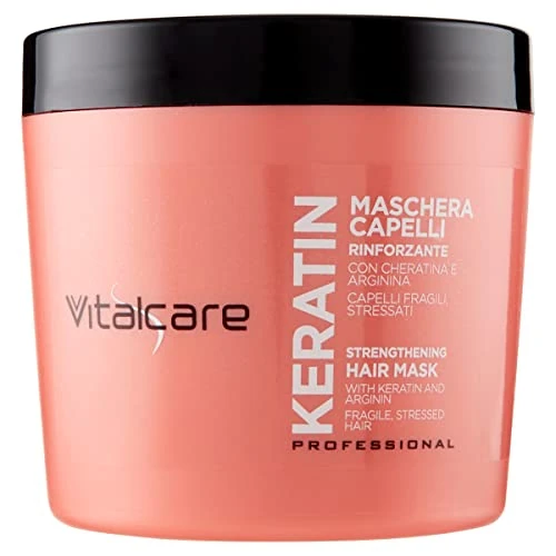 Offerta a tempo: Vitalcare | Keratin - Maschera Capelli Rinforzante, per Capelli Fragili e Stressati, con Cheratina e Arginina, per Capelli più Forti e Morbidi, 500 ml - 72.55% da 14.39 € a 3.95 €