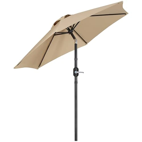 Offerta a tempo: Yaheetech Ombrellone da Giardino 226 cm con 6 Stecche in Poliestere e Metallo Inclinabile Protezione UV Cortile Piscina Esterno Ecrù - 20% da 44.99 € a 36.09 €