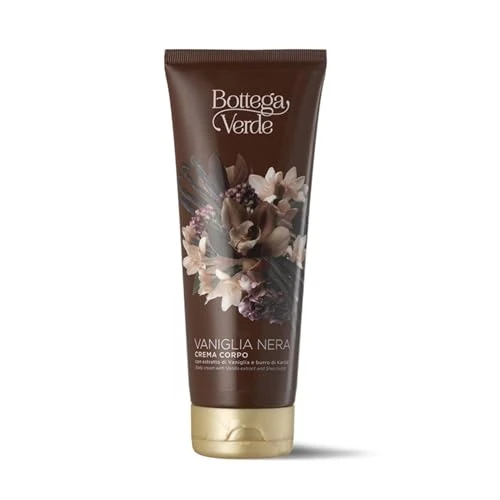 Bottega Verde - Vaniglia Nera, Crema Corpo, 200 ml, Arricchita con Estratto di Vaniglia Nera e Burro di Karitè, Azione Idrantante e Nutriente, Formula Vegana, per Tutti i Tipi di Pelle