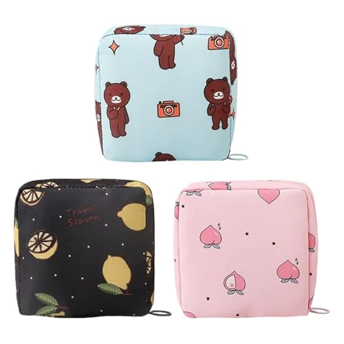 Bolsa De Almacenamiento Cuadrada De 3 Piezas, Bolsa De Almacenamiento Impresa De Dibujos Animados, Bolsa De Almacenamiento Portátil, Bolsa De Almacenamiento De Capas Sanitarias.