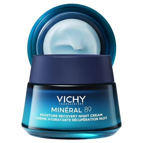 Vichy Minéral 89 Moisture Recovery Night Cream, Hydrating and Plumping Face Cream with Melatonin and Hyaluronic Acid, 50ml