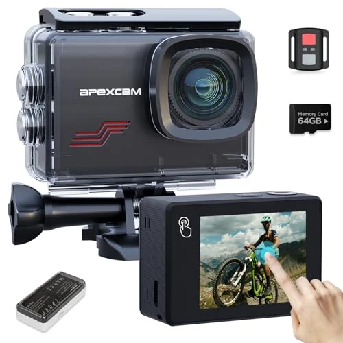 Oferta limitada: Apexcam Nueva M80PRO Cámara Deportiva Pantalla táctile EIS con 64G Tarjeta 4K 64MP Cámara de Acción Cámara Subacuática Impermeable 40M con 8X Zoom y 2 * 1350 Baterías Kit Accesorios de 79.99 € a 79.99 € (ahorro 0.00%)