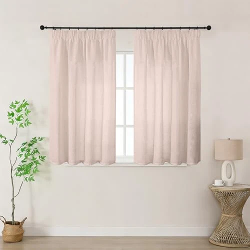 Offerta a tempo: Joydeco Tende Lino Semitrasparenti per Interni Finestre 2 Pezzi L 117 x A 137 CM, Tende Decorative Moderne con Fettuccia Camera da Letto Soggiorno Sala da Pranzo, Rosa Antico - 24% da 28.99 € a 21.99 €