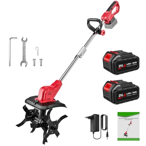 Offerta a tempo: Motozappa Elettrica, Motozappa a Batteria con 2 x 4.0Ah Batteria, 3 Tipi di Lama, Display LED e Interruttore a Doppia Sicurezza, Larghezza 30 cm e Profondità 22 cm, per Giardinaggio e Coltivate - 38% da 159.99 € a 99.99 €