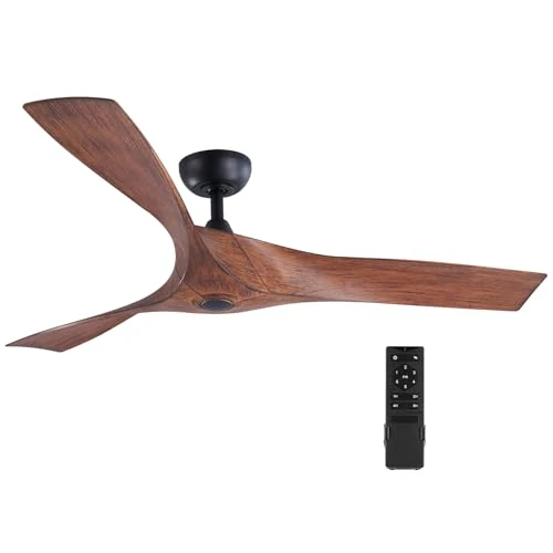Oferta limitada: VONLUCE Ventilador de Techo con Mando a Distancia, 132 cm de Diámetro, 3 Aspas, Motor DC Silencioso Reversible 6 Velocidades, Función Verano/Invierno para Patios, Salón, Acabado en Madera de 129.99 € a 129.99 € (ahorro 0.00%)