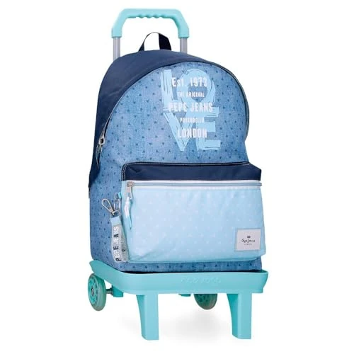 Offre limitée : Pepe Jeans Noni Denim Sac à Dos Scolaire avec Chariot Portable 15,6 Pouces Bleu 31 x 42 x 17,5 cm Polyester by Joumma Bags, Bleu, Talla única, Sac à Dos Scolaire avec Chariot de 61.65 EUR à 61.65 EUR (remise 0%)