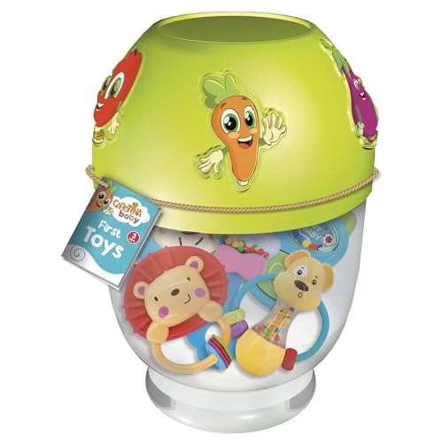 Lisciani - CAROTINA BABY - Primeros Juguetes - Set sensorial regalo bebés 3m+ - 5 juguetes educativos: sonajeros, anillos de dentición - Desarrollo sensorial - Regalo nacimiento