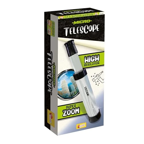 Lisciani - SOY UN GENIO - Micro-Telescopio - Juguete científico niños 7+ - Telescopio portátil de alta resolución - Zoom 8x - Experimentos educativos - Regalo de cumpleaños