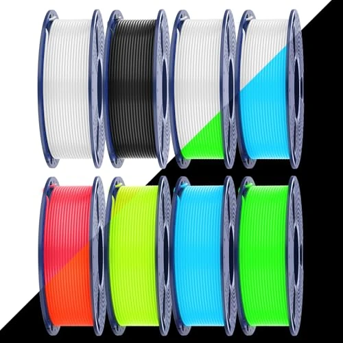 Offre limitée : SUNLU PETG Glow in the Dark, Pack de Filament d'imprimante 3D Phosphorescent, Filament Haute Résistance, 250g par Bobine, 8 Rouleaux, (petg Noir Blanc avec 6 bobines in Glowing Bleu/Vert/Rouge/Jaune) de 49.99 EUR à 37.99 EUR (remise 24%)