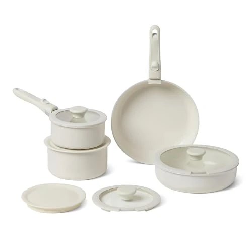Offre limitee: Amazon Basics Ustensiles de Cuisine Empilables Antiadhésifs en Céramique avec Poignées Amovibles, Lot de 11 Pièces, Compatible Tous Feux, Couleur Ivoire de 66.62 EUR a 66.62 EUR (economie 0%)