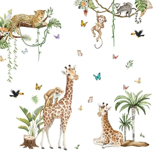 milaosk Naklejki ścienne Zwierzęta leśne Naklejki ścienne Małpa Żyrafa Ptak Niedźwiedź Lampart Samoprzylepne naklejki ścienne Tapety Ścienne Dekoracje Sypialnia Dzieci Przedszkole