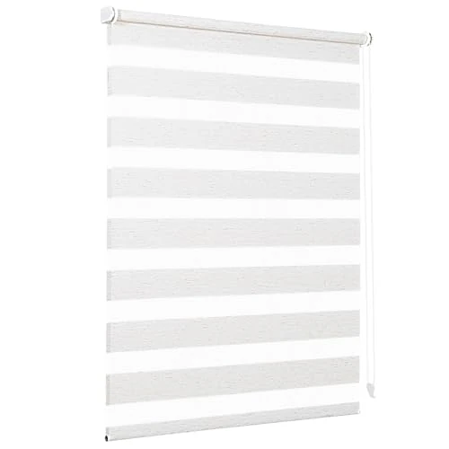 Sekey Double Roller Blind Klemmfix No Drilling for Windows Double Roller Blind 80 cm Wide Duo Roller Blind Sun Protection 80 x 130 cm Linen