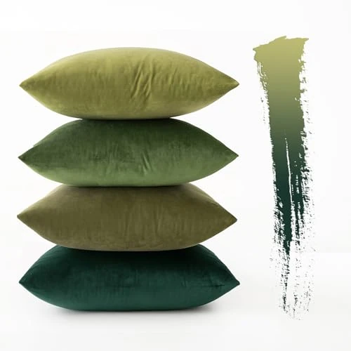 MIULEE Aksamitna dekoracyjna poszewka na poduszkę do salonu, na sofę, do sypialni, z niewidocznym zamkiem błyskawicznym, kwadratowa, 60 x 40 cm, 4 sztuki, leśna zieleń
