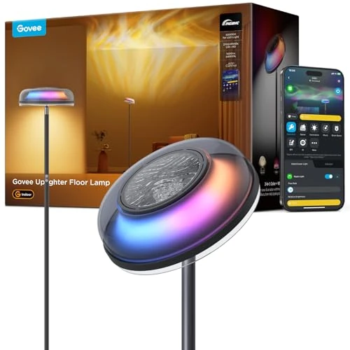 Offre limitée : Govee Lampadaire Salon à Trois Zones Indépendantes, RGBIC d'Éclairage Ondulé Blanc Chaud & Froid, Compatible avec Matter et Alexa, 80+ Modes Scène, 1000lm, 2700-6500K, Idéal pour Salon, Chambre,Bureau de 189.99 € à 132.99 € (30% de remise)