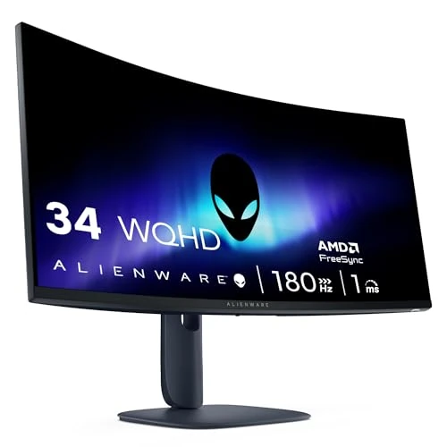 Limited-time offer: Alienware 34 Gaming Monitor - AW3425DWM, WQHD (3440x1440), 21:9 1500R Curved, 180Hz, VA, 1ms, AMD FreeSync Premium, VESA AdaptiveSync, 95% DCI-P3, HDR400, DisplayPort, 2 HDMI, 3 USB, 3 Year Warranty from 378.90 GBP to 378.90 GBP (save 0%)