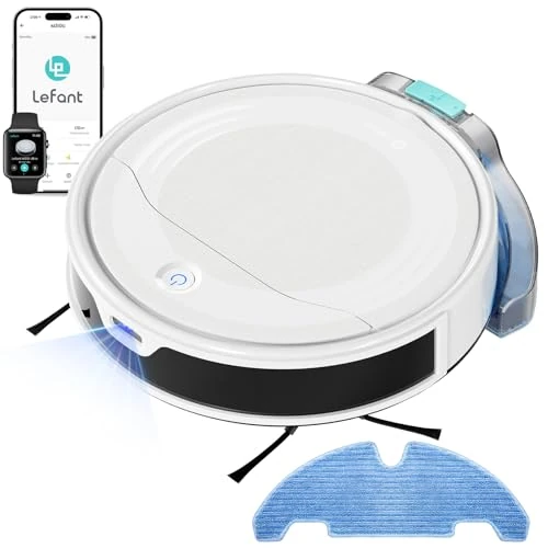 Limitiertes Angebot: LEFANT Staubsauger Roboter mit Wischfunktion Ultra Dünner, Staubsauger Roboter Anti-Tangle, Präzise Hindernisvermeidung, App, Alexa Steuerung für Tierhaare Teppiche, M310 Ultra Weiß von 349.99 EUR auf 349.99 EUR (Spare 0%)