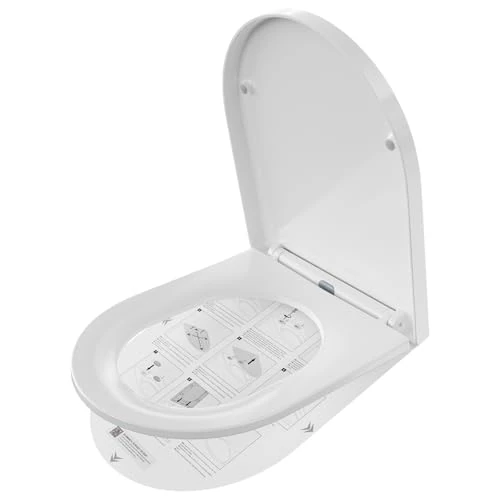 Limitiertes Angebot: ANYCEE Toilettendeckel mit Absenkautomatik 42.5x36 CM, WC Sitz Kurzform D aus Duroplast, Klodeckel mit Antibakterielle, Toilettensitz mit Quick-Release, Toilettenbrille universal, WC Deckel Weiß von 54.99 EUR auf 54.99 EUR (Spare 0%)