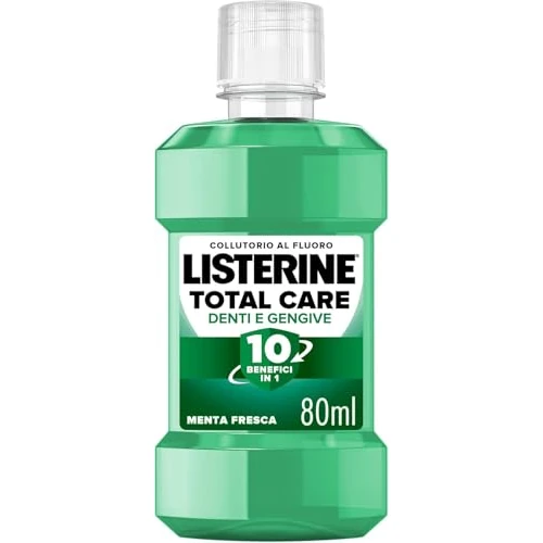 Offerta a tempo: LISTERINE Collutorio Total Care Denti e Gengive, Collutorio da viaggio al gusto di Menta Fresca, In pratico formato viaggio e con Fluoro per denti forti e gengive sane in sole due settimane, 80 ml - 49% da 2.39 € a 1.21 €