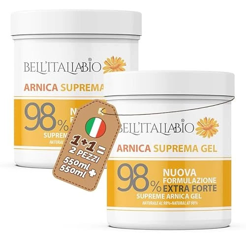 Arnica voor paarden, 98% natuurlijke formule, extra sterk, arnica-gel voor lokale massages, 100% Made in Italy, 2 x 550 ml BELL'ITALIABIO