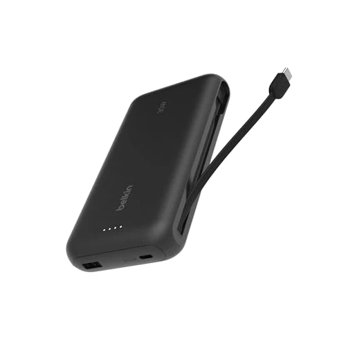 Limitiertes Angebot: Belkin Portable Powerbank zum Schnellladen mit integriertem Kabel 20K PD 30 W, USB-C Power Delivery, Akkupack für die iPhone 16-Serie, iPad Pro, Galaxy S25-Serie usw., Schwarz von 44.99 EUR auf 29.99 EUR (Spare 33%)