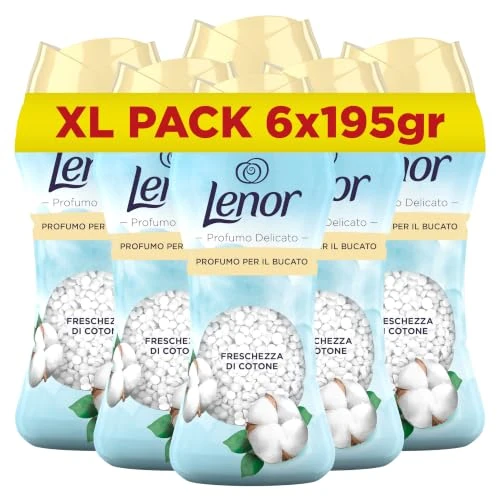 Offerta a tempo: Lenor Profumatore in Perle Bucato Lavatrice, Cotone, 195gr x 6pz - 40% da 41.99 € a 24.99 €