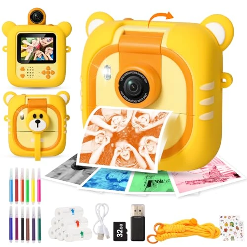 Offerta a tempo: ARNSSIEN Macchina Fotografica Bambini Istantanea e 7 Rotoli Carta (4 Col: O/R/V/B+3 B&N)-2,4”Fotocamera istantanea con 32GB, 180 °Flip Obiettivo, Regalo di Natale e Compleanno per Bambini per 3-12,M2 - 35% da 54.99 € a 35.99 €