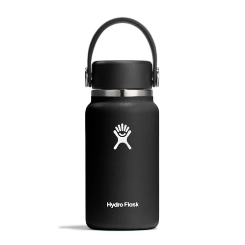 Hydro Flask Micro Hydro 200 ml – szczelna, izolowana mini butelka – utrzymuje napoje zimne i gorące do 7 godzin – kompaktowa i trwała, czarna