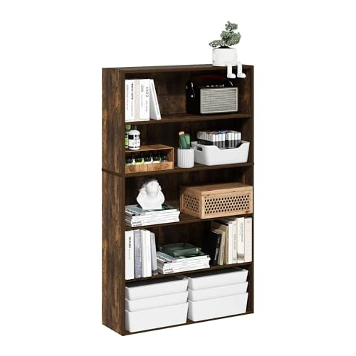 Offerta a tempo: Furinno PASIR libreria, a 5 ripiani libreria, libreria con ripiano aperto, 23.9 x 80.0 x 133.9 cm, per soggiorno, camera da letto, ufficio domestico, Pino ambra - 0.00% da 78.24 € a 78.24 €