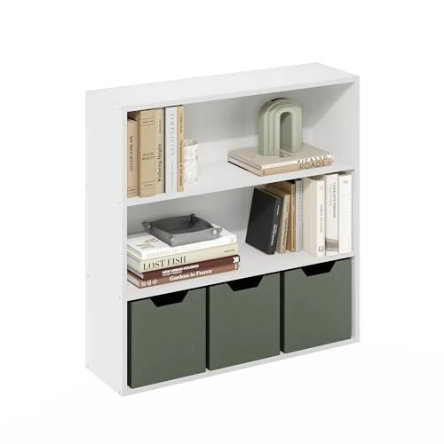 Offerta a tempo: Furinno PASIR Libreria A 3 Ripiani, Libreria Con Ripiano Aperto, Per Soggiorno, Camera Da Letto, Ufficio Domestico, Bianco - 0.00% da 79.28 € a 79.28 €