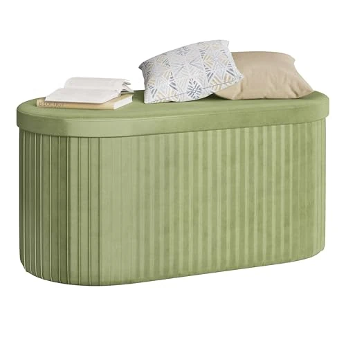 Oferta ograniczona: WOLTU Ławka do siedzenia z miejscem do przechowywania, składana skrzynia z pokrywką, tapicerowana okrągła z aksamitnej płyty MDF, 76 x 38 x 38 z 199.99 EUR na 199.99 EUR (znizka 0%)