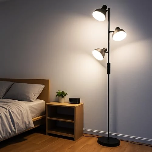 LuminexDesigns Floor Lamp Living Room 36W 2800LM LED Floor Lamp Dimmable with Remote Control & Touch 2700K-6500K, 3-Light Reading lamp Modern Floor lamp, Black