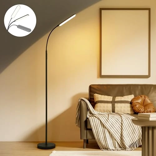 LuminexDesigns Dimbare led-vloerlamp, zwart, leeslamp, staande lamp met afstandsbediening, moderne vloerlampen voor slaapkamer, woonkamer, kantoor