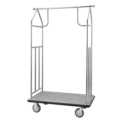 Offerta a tempo: VEVOR Carrello Portavaligie per Hotel, Capacità di Carico di 362 kg Carrello Trasporto Portavaligie con Ponte in Moquette Grigia e Ruote in Gomma da 152,4 mm per Hotel, Condomini, Resort, Argento - 37% da 498.90 € a 316.53 €