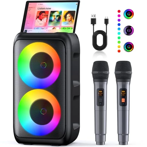 Offre limitée : Karaoké Adulte (2025 Nouvelle Génération) | Enceinte Karaoke avec 2 Micro sans Fil | Compatible avec TV/Smartphone/iPad/TWS/AUX/USB/FM | pour Les fête, Les Anniversaire, Les Voyage (Noir) de 56.98 EUR à 54.13 EUR (remise 5%)