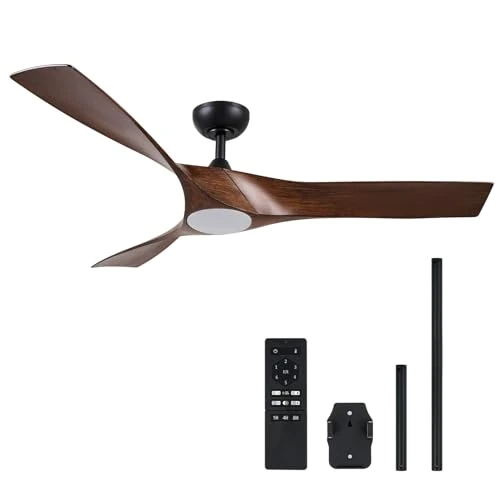 Offerta a tempo: VONLUCE 132 CM Ventilatore da Soffitto con Luci e Telecomando 3 Pale in ABS Motore DC Reversibile Silenzioso a 6 Velocità Ventilatore da Soffitto Moderno per Cucina Camera Soggiorno Studio Patio, Noce - 0.00% da 149.99 € a 149.99 €