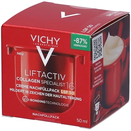 Offerta a tempo: Vichy Liftactiv Collagen Specialist 16, Ricarica Crema Viso Anti-Età SPF50, Rughe Profonde e Linee Sottili Ridotte, Pelle Protetta dai raggi UV, Con Ramnosio, Matrixyl e Maitake, 50 ml - 15% da 35.99 € a 30.53 €