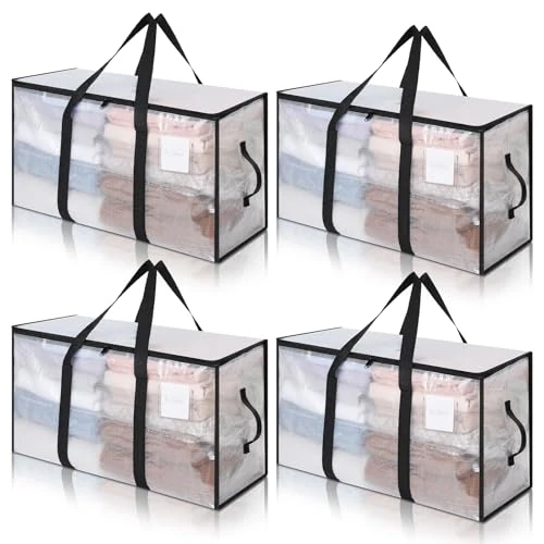 Oferta ograniczona: Cozary Duża torba do przechowywania 94L, 4 sztuki wodoszczelnych toreb do przenoszenia ubrań z zamkiem błyskawicznym i uchwytem, składane pudełka do przechowywania ubrań, kołdry, pikowania, z 85.08 EUR na 85.08 EUR (znizka 0%)